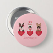 Happy Valentines Day French Bulldogs Ronde Button 7,6 Cm (Voorkant /achterkant)