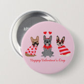 Happy Valentines Day French Bulldogs Ronde Button 7,6 Cm (Voorkant /achterkant)