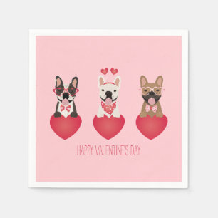 Happy Valentines Day French Bulldogs Servet