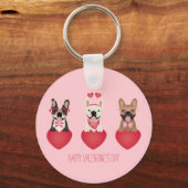 Happy Valentines Day French Bulldogs Sleutelhanger (Voorkant)