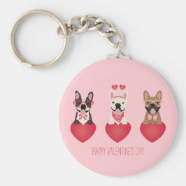 Happy Valentines Day French Bulldogs Sleutelhanger