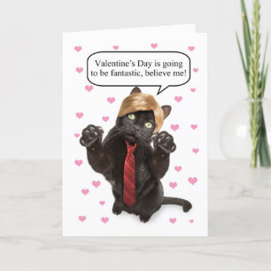 Happy Valentine's Day Funny Cat Dressed as Trump Feestdagen Kaart
