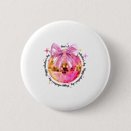 Happy Valentine's Day Funny Coquette Disco Ball Gi Ronde Button 5,7 Cm (Voorkant)