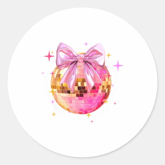 Happy Valentine's Day Funny Coquette Disco Ball Gi Ronde Sticker (Voorkant)