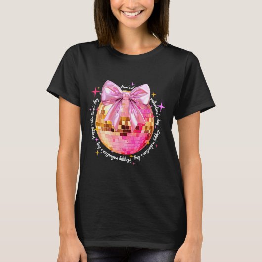 Happy Valentine's Day Funny Coquette Disco Ball Gi T-shirt (Voorkant)