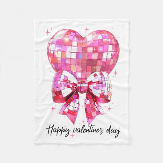 Happy Valentine's Day Funny Coquette Disco Ball He Fleece Deken (Voorkant)