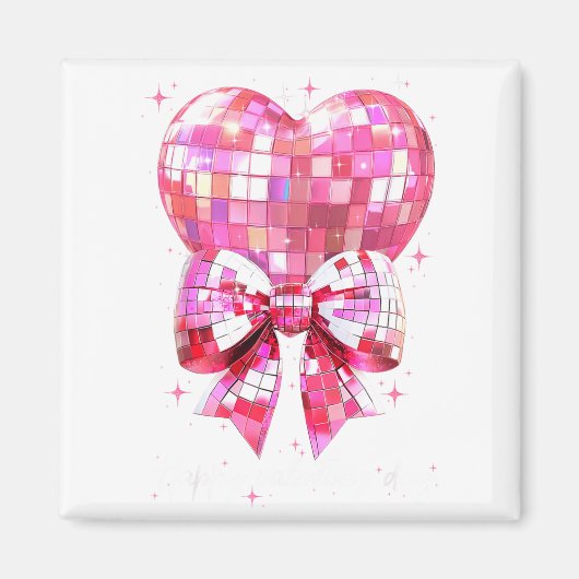 Happy Valentine's Day Funny Coquette Disco Ball He Magneet (Voorkant)