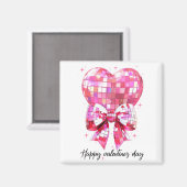 Happy Valentine's Day Funny Coquette Disco Ball He Magneet (Voorkant / Achterkant)