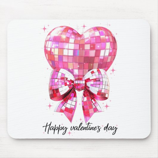 Happy Valentine's Day Funny Coquette Disco Ball He Muismat (Voorkant)