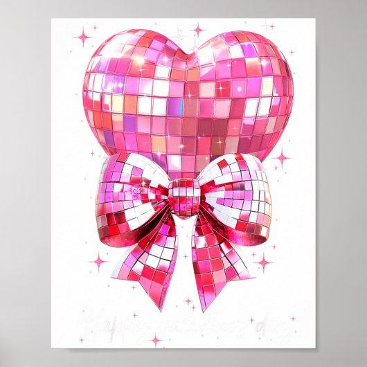Happy Valentine's Day Funny Coquette Disco Ball He Poster (Voorkant)
