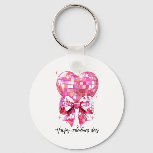 Happy Valentine's Day Funny Coquette Disco Ball He Sleutelhanger (Voorkant)