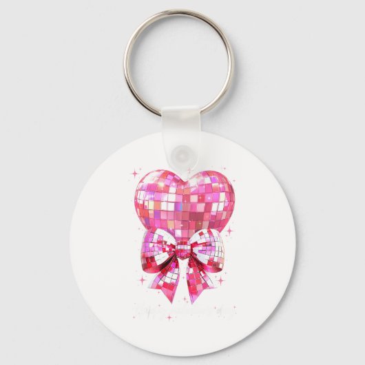 Happy Valentine's Day Funny Coquette Disco Ball He Sleutelhanger (Voorkant)