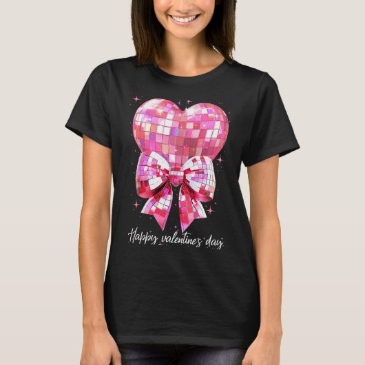 Happy Valentine's Day Funny Coquette Disco Ball He T-shirt (Voorkant)