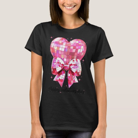 Happy Valentine's Day Funny Coquette Disco Ball He T-shirt (Voorkant)