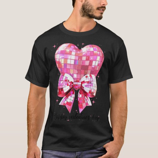 Happy Valentine's Day Funny Coquette Disco Ball He T-shirt (Voorkant)