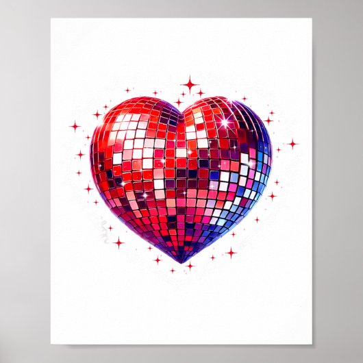 Happy Valentine's Day Funny Coquette Red Disco Bal Poster (Voorkant)