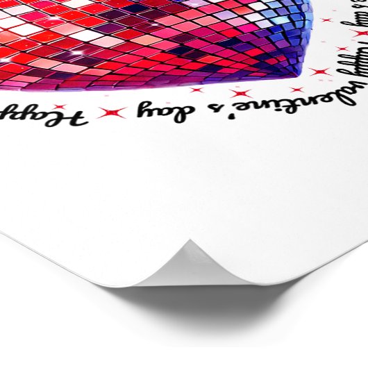 Happy Valentine's Day Funny Coquette Red Disco Bal Poster (Hoek)