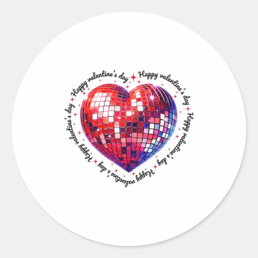 Happy Valentine's Day Funny Coquette Red Disco Bal Ronde Sticker (Voorkant)