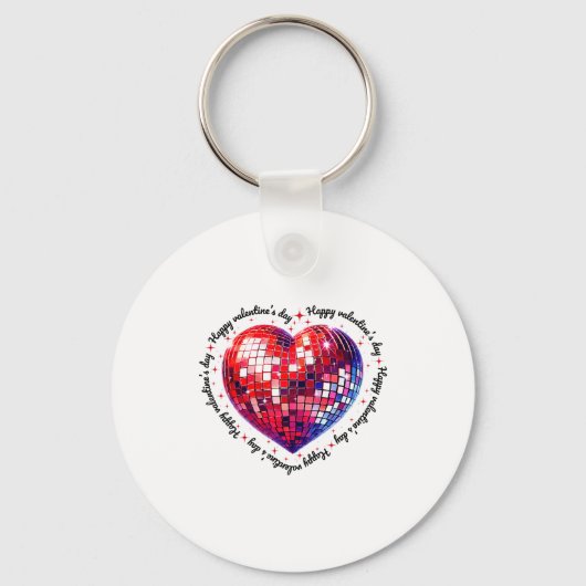 Happy Valentine's Day Funny Coquette Red Disco Bal Sleutelhanger (Voorkant)