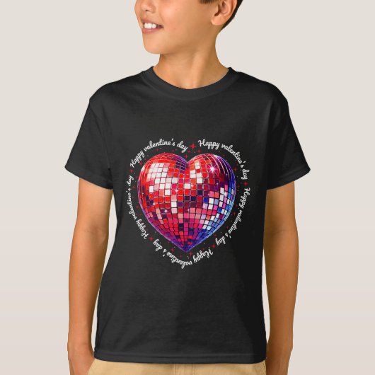 Happy Valentine's Day Funny Coquette Red Disco Bal T-shirt (Voorkant)