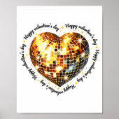 Happy Valentine's Day Funny Gold Coquette Disco Ba Poster (Voorkant)