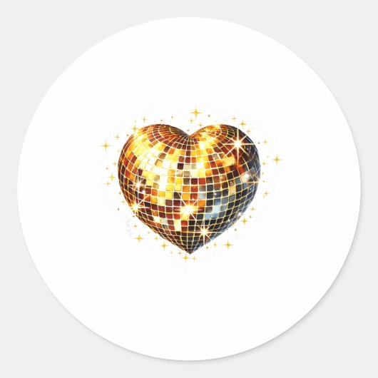 Happy Valentine's Day Funny Gold Coquette Disco Ba Ronde Sticker (Voorkant)