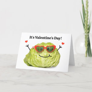 Happy Valentines Day Funny Lettuce in zonnebril Feestdagen Kaart