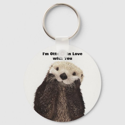 Happy Valentines Day Funny Otter Sleutelhanger (Voorkant)
