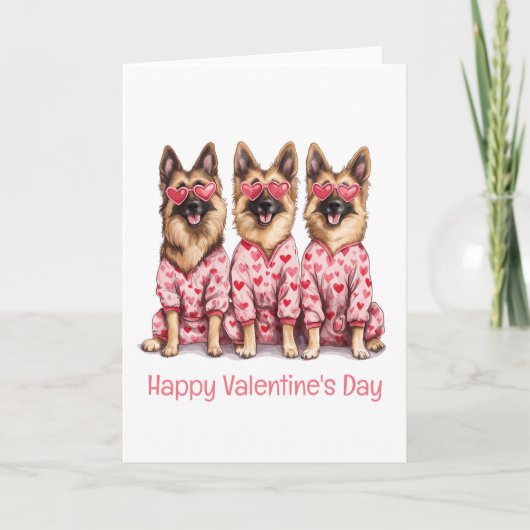 Happy Valentines Day German Shepherd Dogs Feestdagen Kaart (Voorkant)