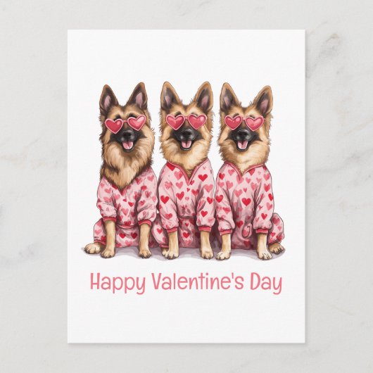 Happy Valentines Day German Shepherd Dogs Feestdagenkaart (Voorkant)