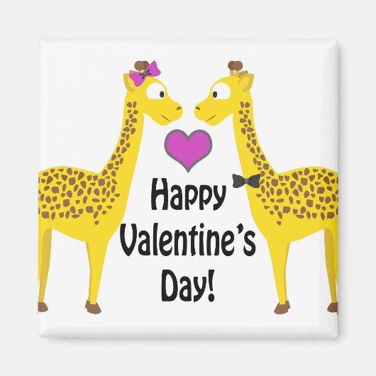Happy Valentine's Day Giraffes Magneet (Voorkant)