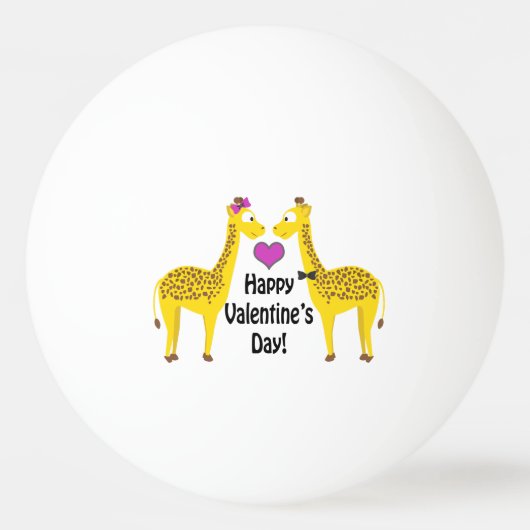 Happy Valentine's Day Giraffes Pingpongbal (Voorkant)