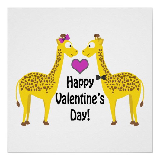 Happy Valentine's Day Giraffes Poster (Voorkant)