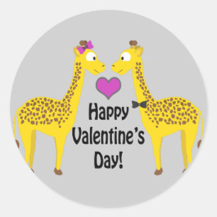 Happy Valentine's Day Giraffes Ronde Sticker