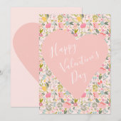 Happy Valentines Day girly blush roze hart Feestdagenkaart (Voorkant / Achterkant)