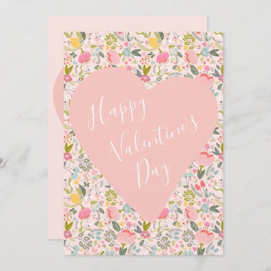 Happy Valentines Day girly blush roze hart Feestdagenkaart (Voorkant / Achterkant)