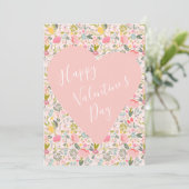 Happy Valentines Day girly blush roze hart Feestdagenkaart (Staand voorkant)
