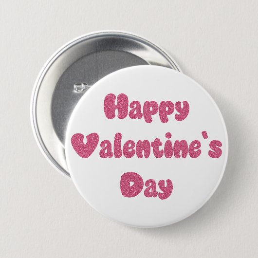 Happy Valentine's Day Glitter Button (Voorkant /achterkant)