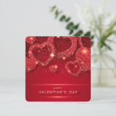 Happy Valentines Day Glitter Hearts Feestdagenkaart (Staand voorkant)