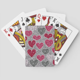 Happy Valentines Day Glitter Love Bling Hearts Pokerkaarten