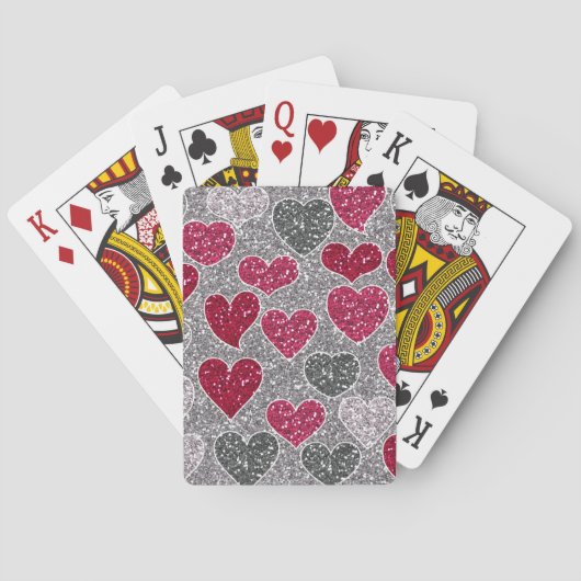 Happy Valentines Day Glitter Love Bling Hearts Pokerkaarten (Achterkant)