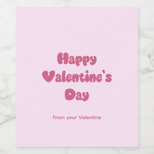 Happy Valentine's Day Glitter Wijn Etiket (Enkel label)