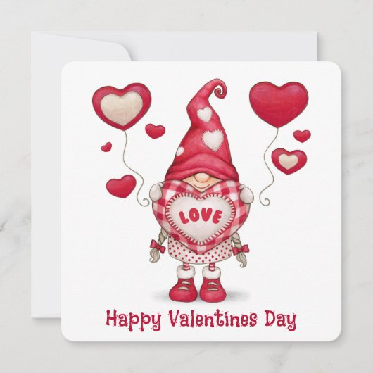 Happy Valentines Day Gnome Feestdagenkaart (Voorkant)