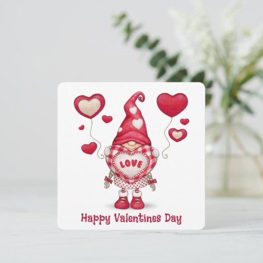 Happy Valentines Day Gnome Feestdagenkaart (Staand voorkant)