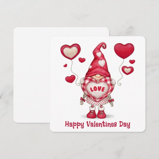 Happy Valentines Day Gnome Feestdagenkaart (Voorkant / Achterkant)