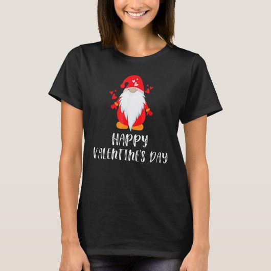 Happy Valentine's Day Gnome Plaid  Cute Heart T-shirt (Voorkant)