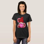 Happy Valentine's Day Gnome with Leopard Sunflower T-shirt (Voorkant volledig)