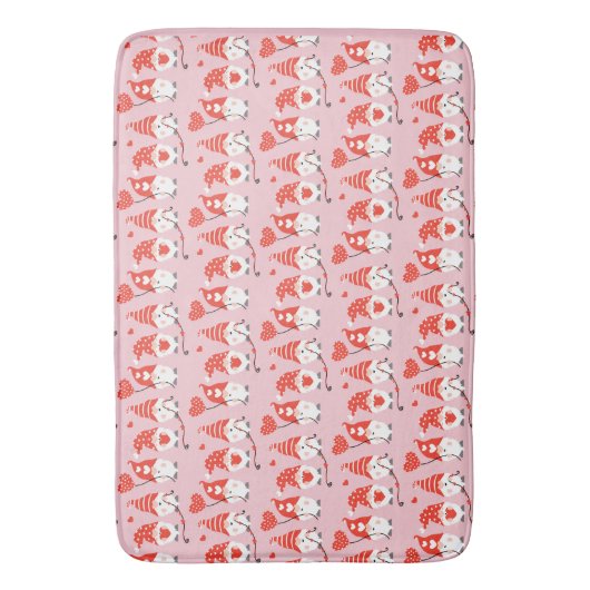 Happy Valentines Day Gnomen Pattern roze Red Badmat (Voorkant Verticaal)