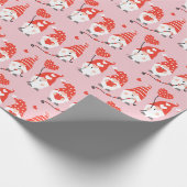 Happy Valentines Day Gnomen Pattern roze Red Cadeaupapier (Hoek)