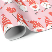 Happy Valentines Day Gnomen Pattern roze Red Cadeaupapier (Rol Hoek)